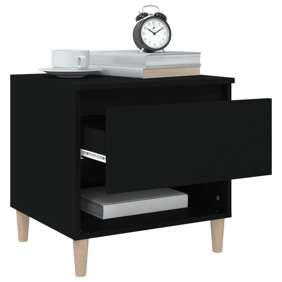 Tables de chevet 2 pcs Noir 50x46x50 cm Bois d’ingénierie - 4