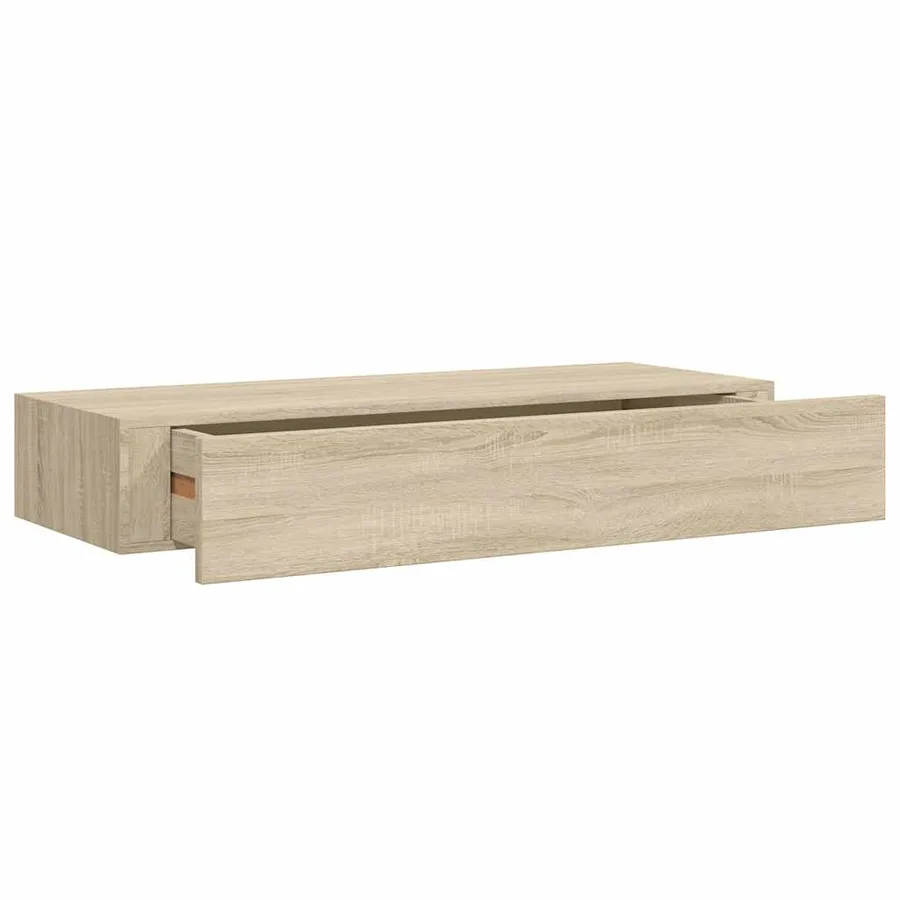 Étagère à tiroir murale chêne 60x23,5x10 cm MDF - 2