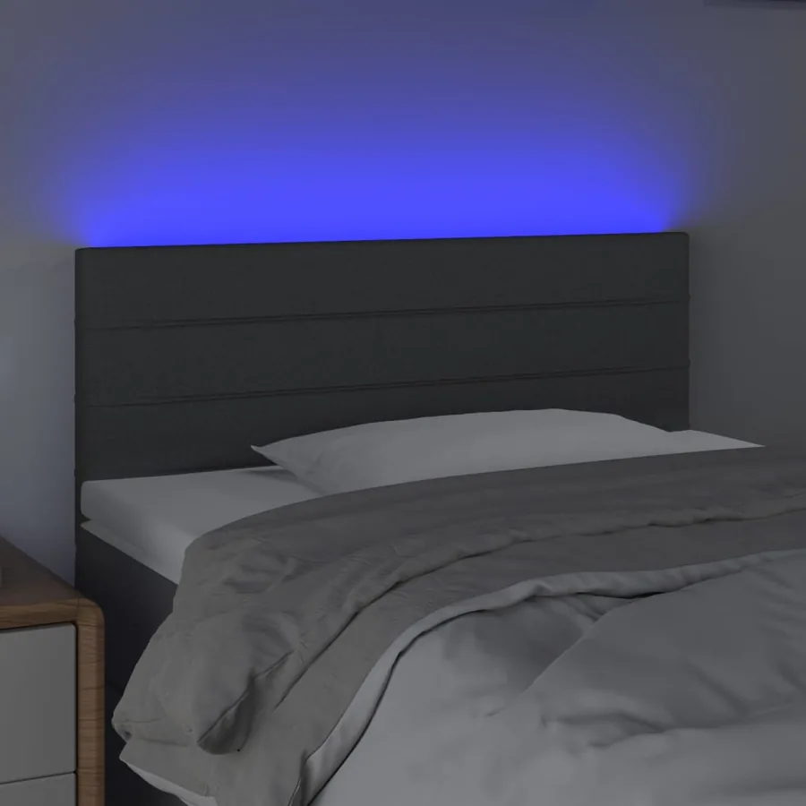 Tête de lit à LED Gris foncé 90x5x78/88 cm Tissu - 3