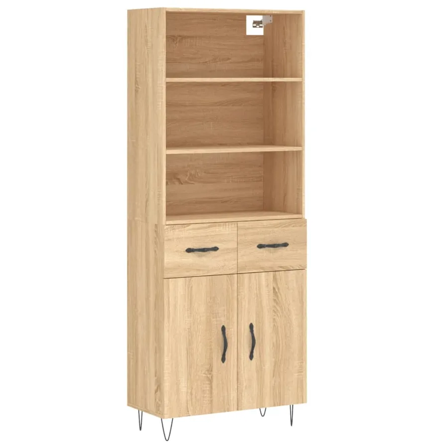 Buffet haut Chêne sonoma 69,5x34x180 cm Bois d'ingénierie - 2