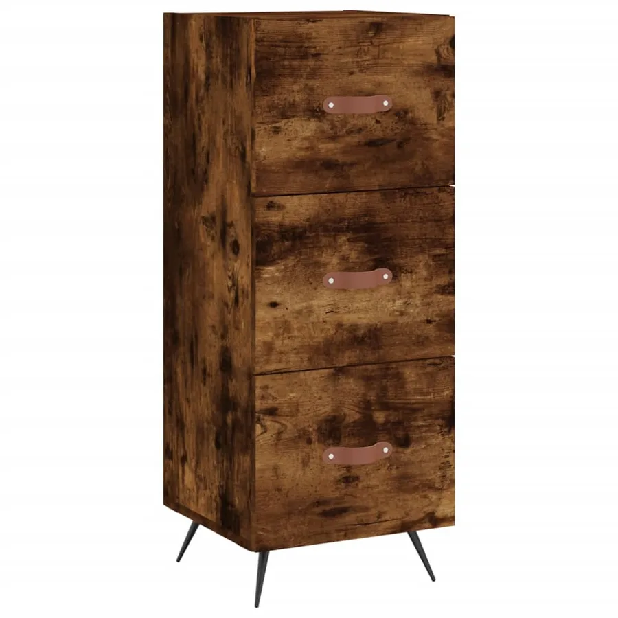 Buffet haut Chêne fumé 34,5x34x180 cm Bois d'ingénierie - 5