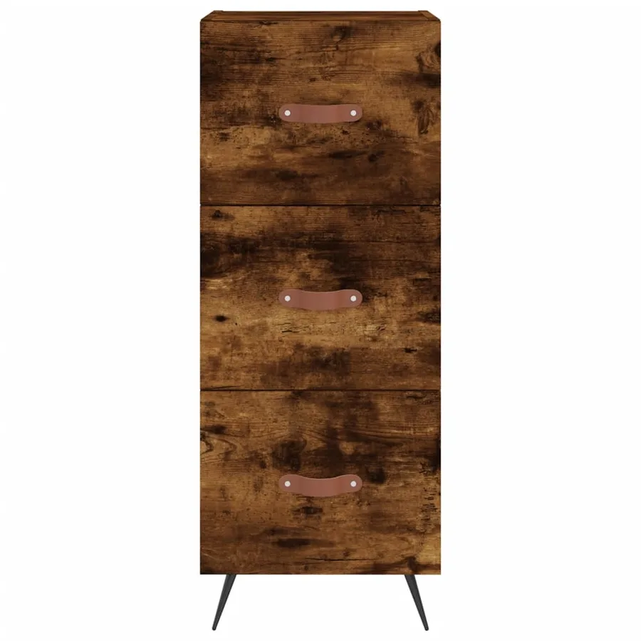 Buffet haut Chêne fumé 34,5x34x180 cm Bois d'ingénierie - 6