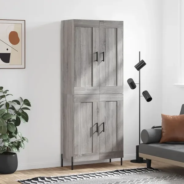 Buffet haut Sonoma gris 69,5x34x180 cm Bois d'ingénierie