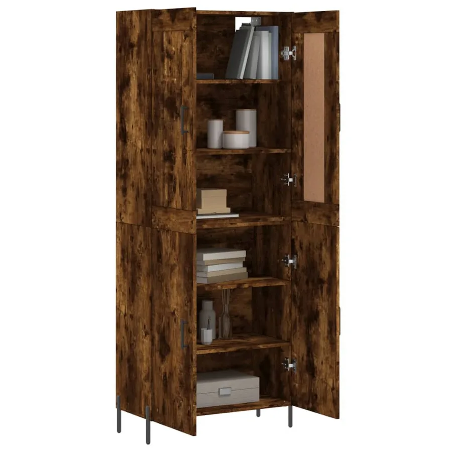 Buffet haut Chêne fumé 69,5x34x180 cm Bois d'ingénierie - 3