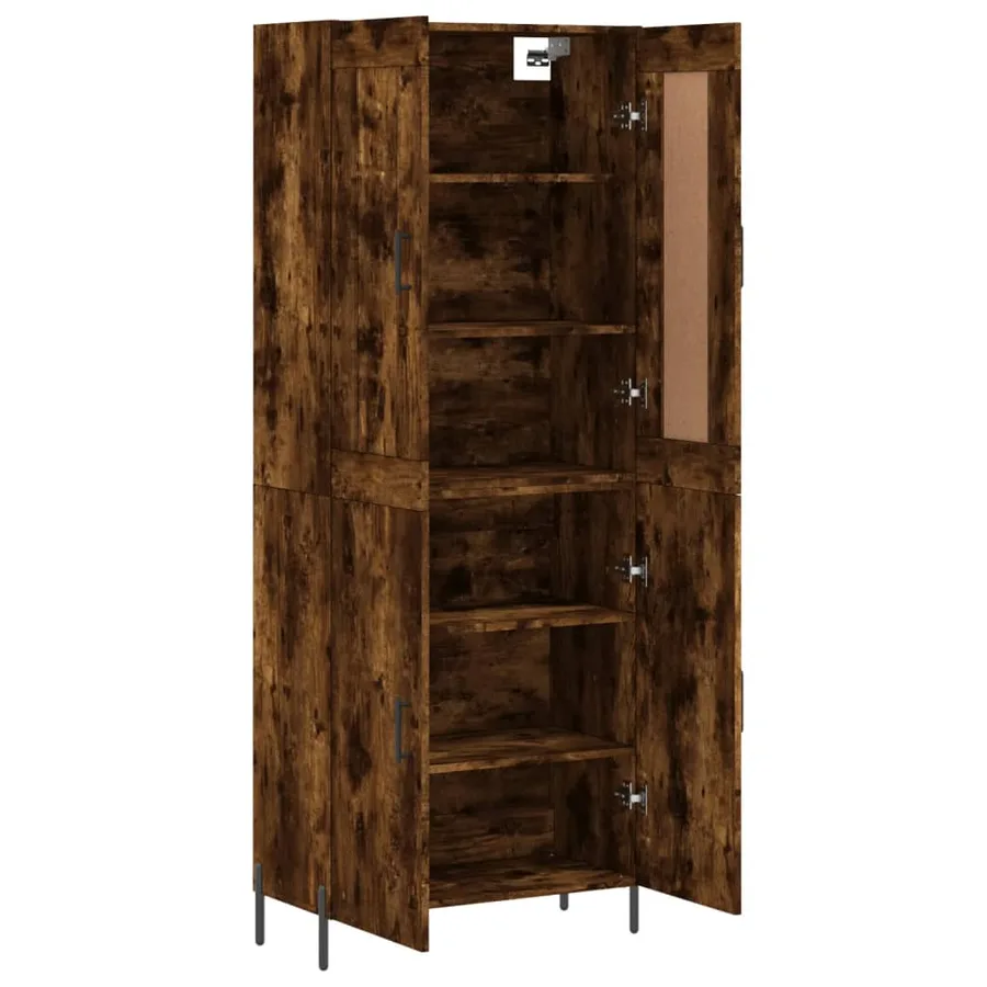 Buffet haut Chêne fumé 69,5x34x180 cm Bois d'ingénierie - 4