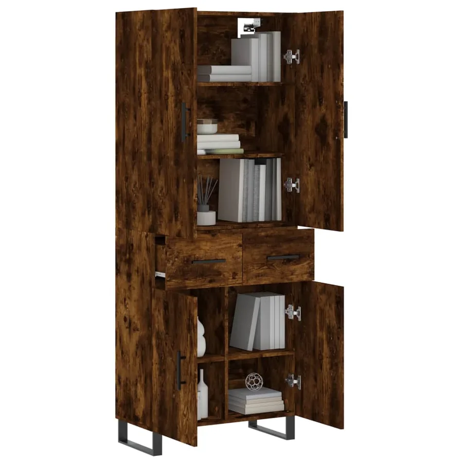 Buffet haut Chêne fumé 69,5x34x180 cm Bois d'ingénierie - 3