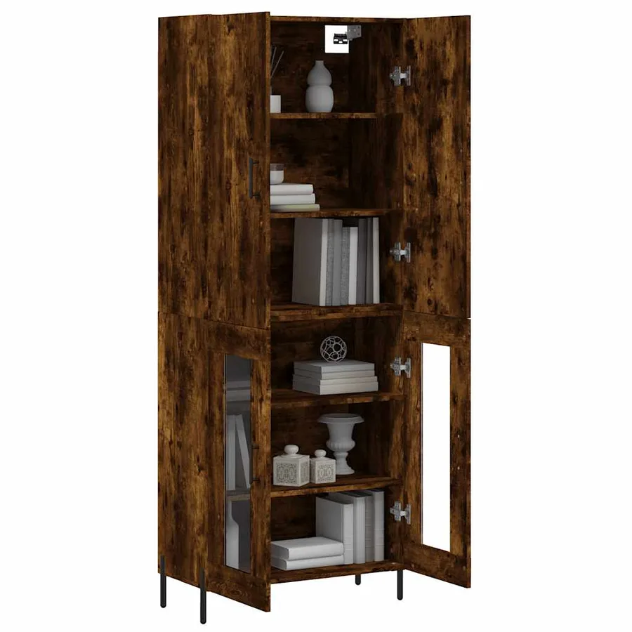 Buffet haut Chêne fumé 69,5x34x180 cm Bois d'ingénierie - 3