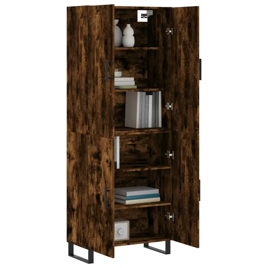 Buffet haut Chêne fumé 69,5x34x180 cm Bois d'ingénierie - 3