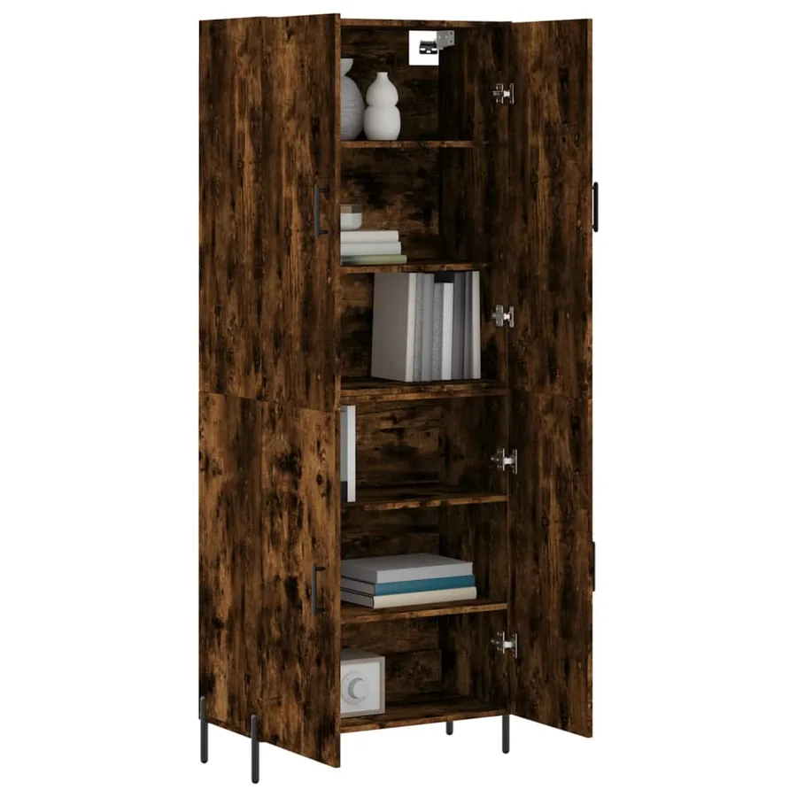 Buffet haut Chêne fumé 69,5x34x180 cm Bois d'ingénierie - 3