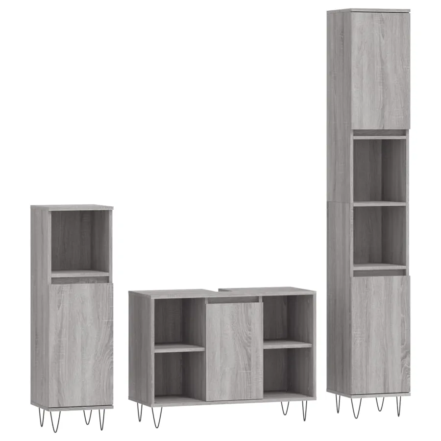 Ensemble de meubles de salle de bain 3 pcs Sonoma gris - 2