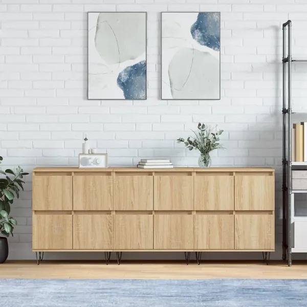 Buffets 3 pcs Chêne sonoma Bois d'ingénierie