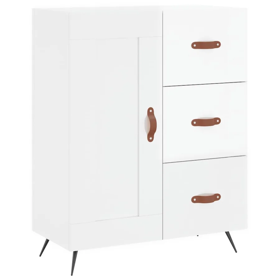 Buffet haut Blanc brillant 69,5x34x180 cm Bois d'ingénierie - 6