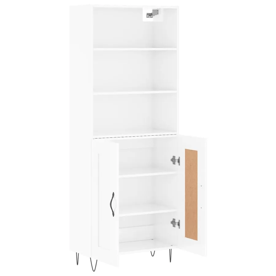 Buffet haut Blanc brillant 69,5x34x180 cm Bois d'ingénierie - 4