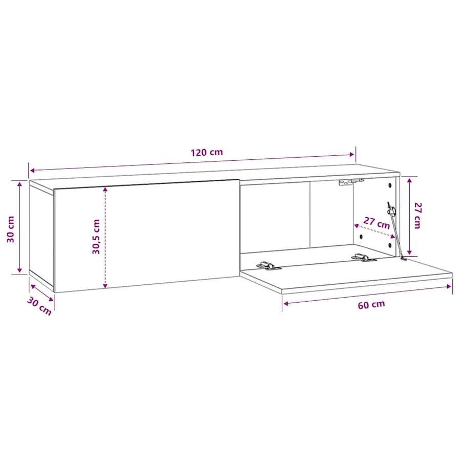 Meuble TV Chêne sonoma 120x30x30 cm Bois d’ingénierie - 8