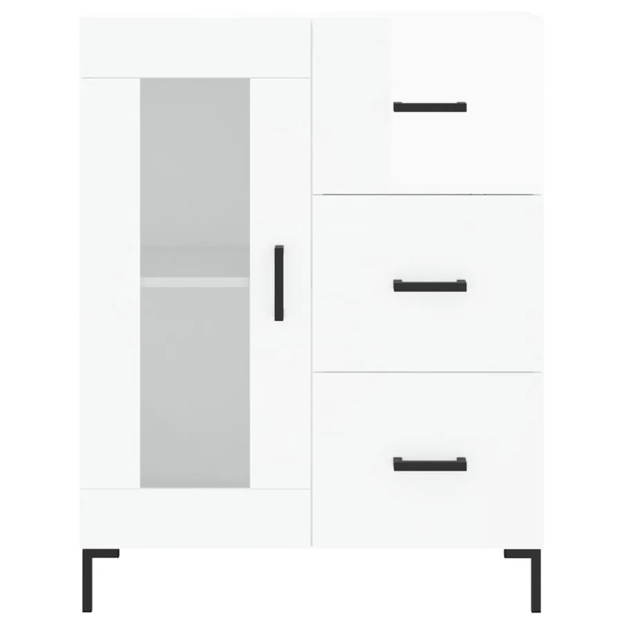 Buffet haut Blanc brillant 69,5x34x180 cm Bois d'ingénierie - 8