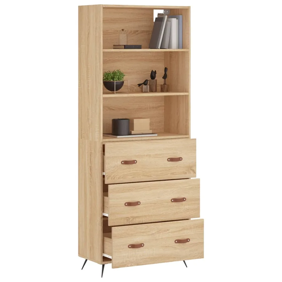 Buffet haut Chêne sonoma 69,5x34x180 cm Bois d'ingénierie - 11
