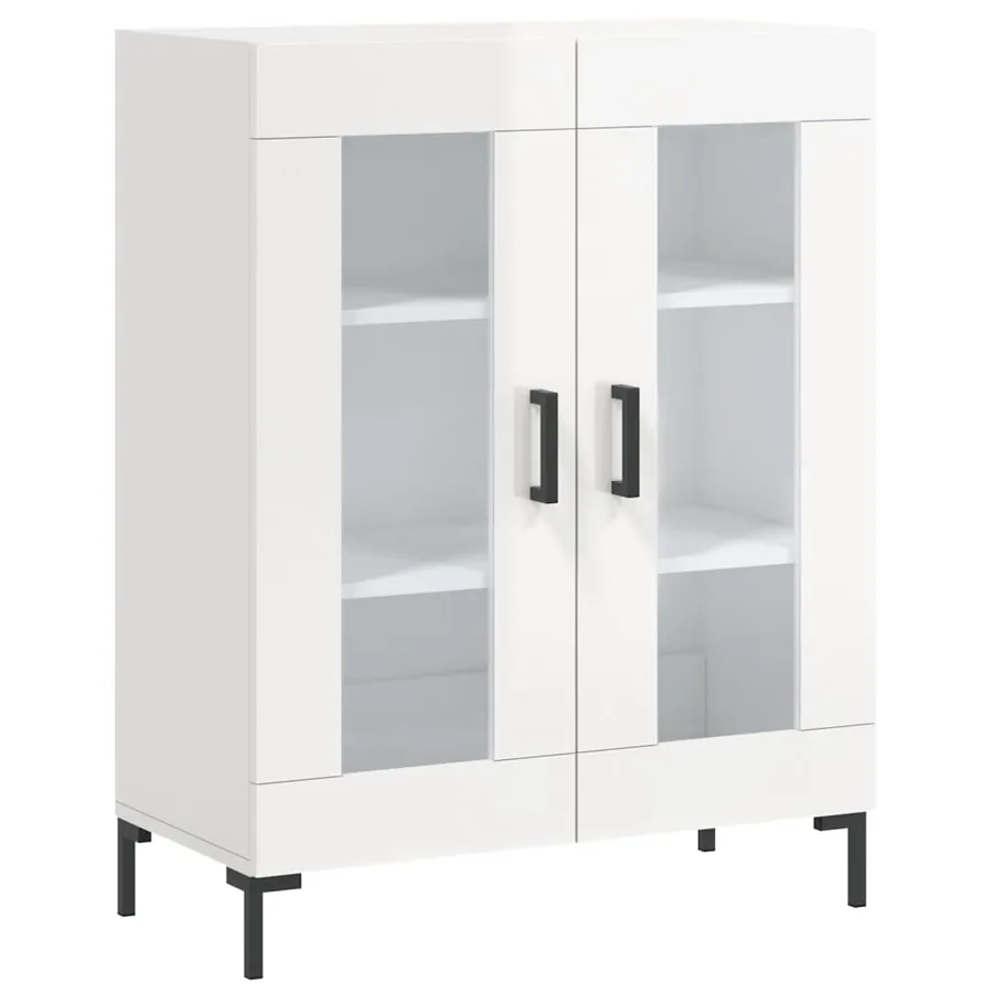 Buffet haut Blanc brillant 69,5x34x180 cm Bois d'ingénierie - 7