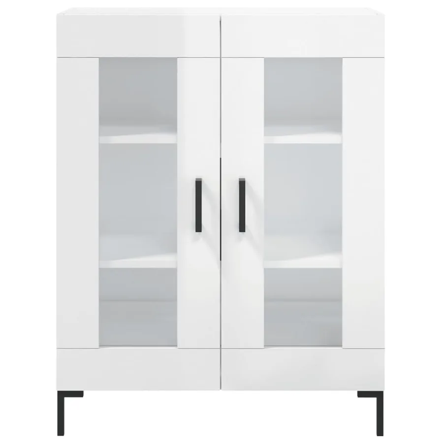 Buffet haut Blanc brillant 69,5x34x180 cm Bois d'ingénierie - 8