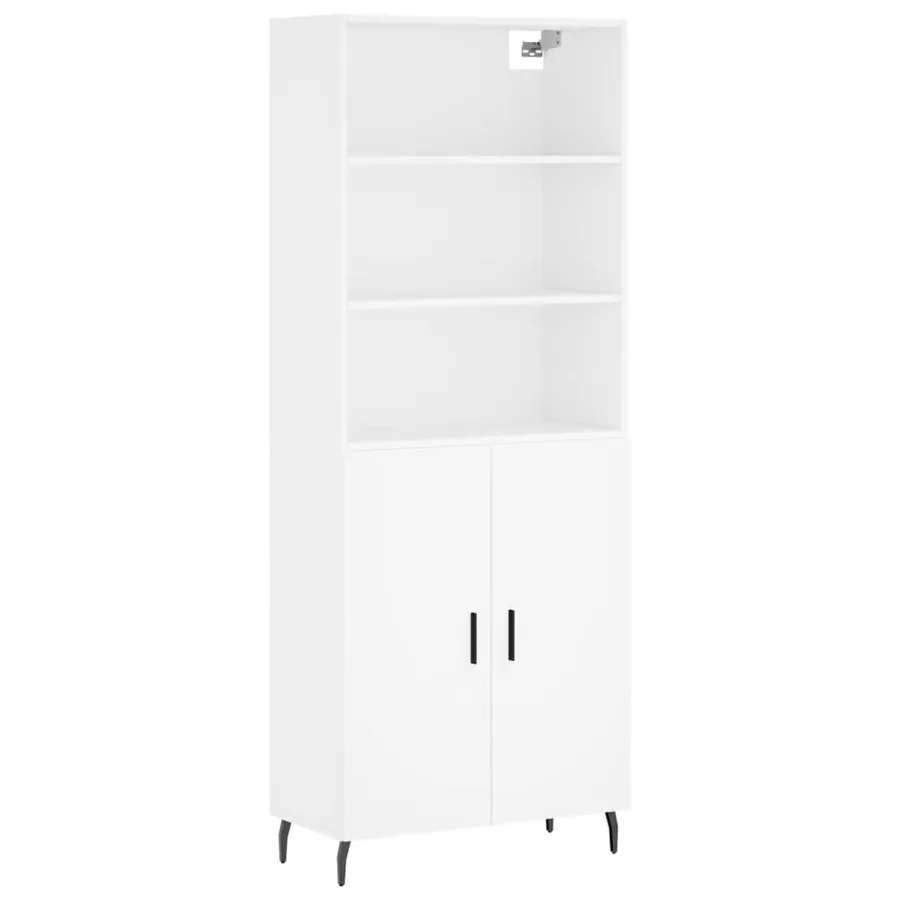 Buffet haut Blanc 69,5x34x180 cm Bois d'ingénierie - 2