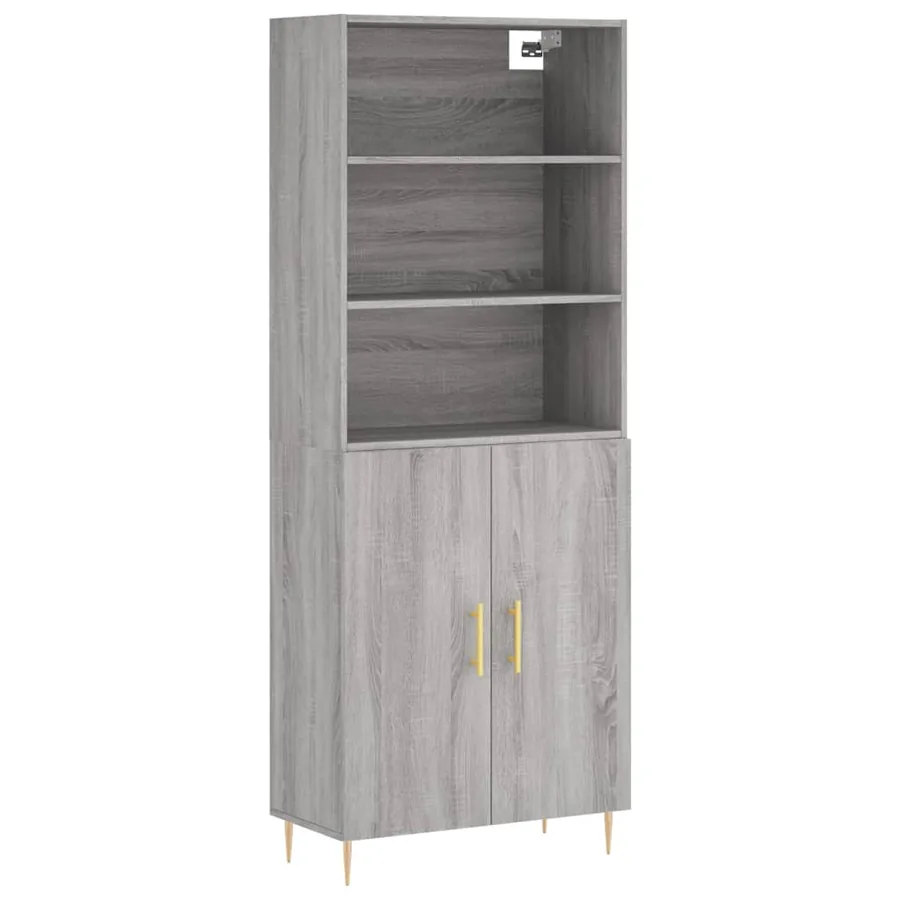 Buffet haut Sonoma gris 69,5x34x180 cm Bois d'ingénierie - 2