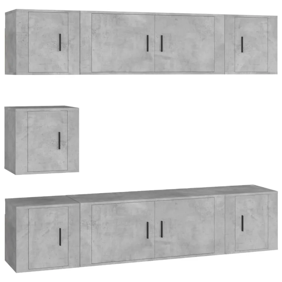 Ensemble de meubles TV 7 pcs Gris béton Bois d'ingénierie - 2