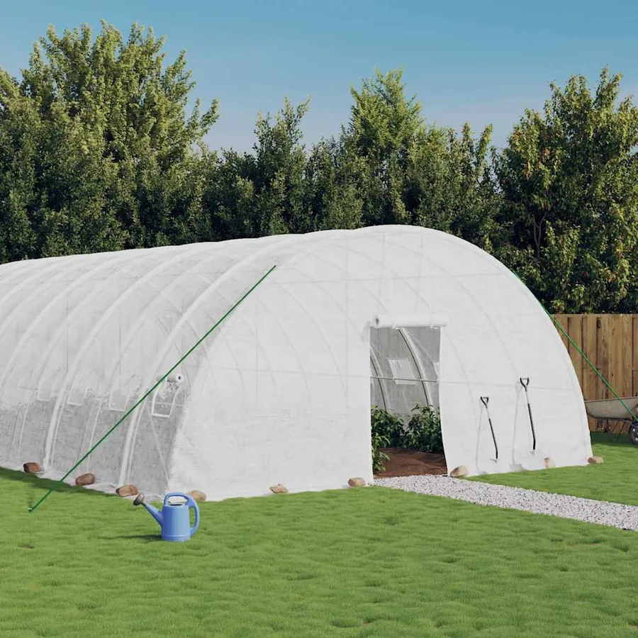 Serre avec cadre en acier blanc 96 m² 16x6x2,85 m