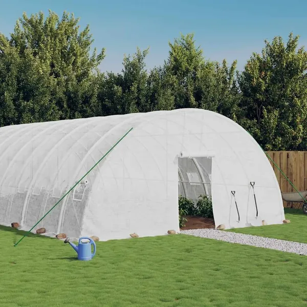 Serre avec cadre en acier blanc 96 m² 16x6x2,85 m