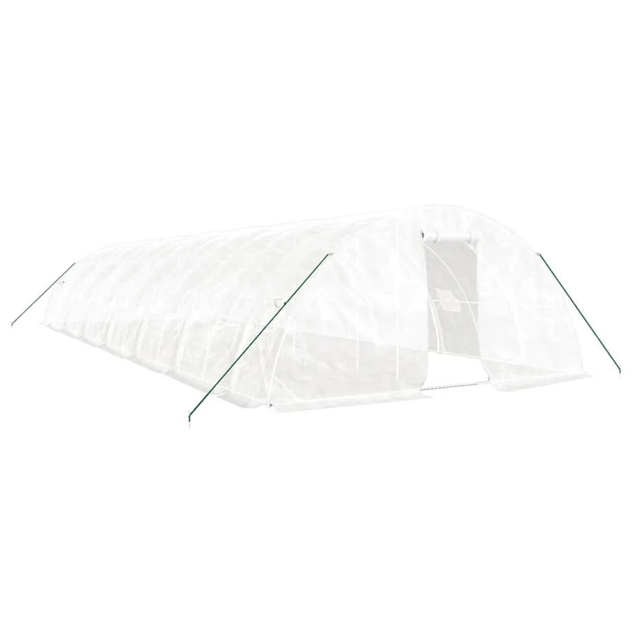Serre avec cadre en acier blanc 70 m² 14x5x2,3 m - 2