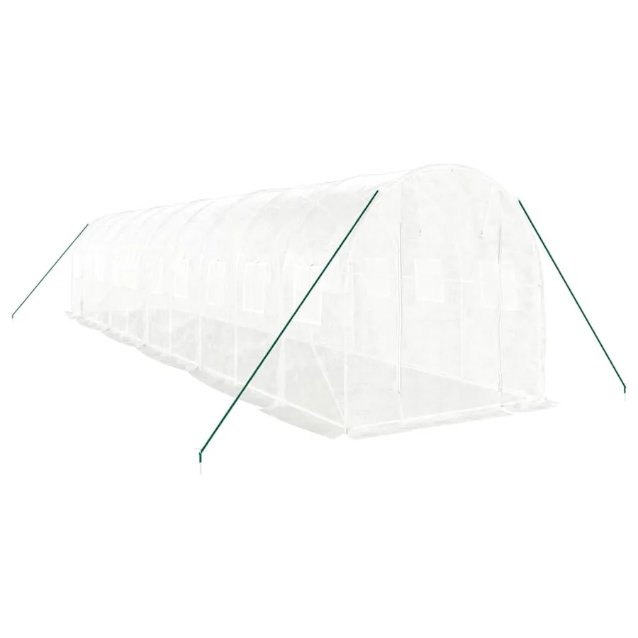 Serre avec cadre en acier blanc 20 m² 10x2x2 m - 3