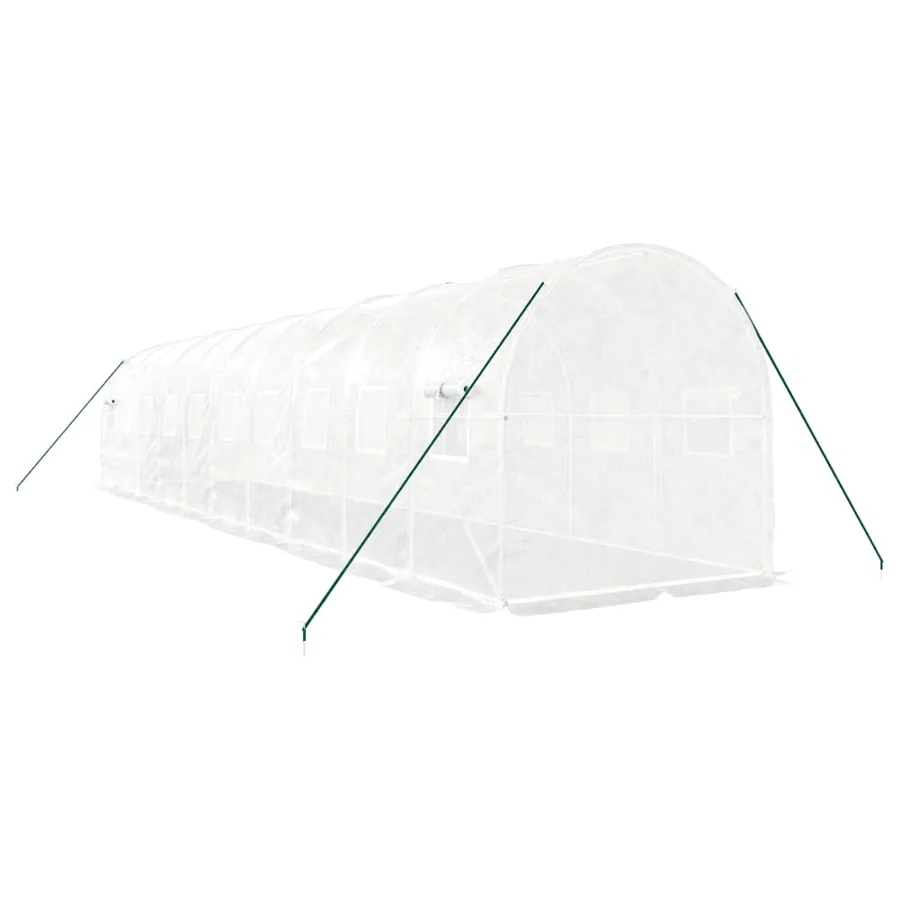 Serre avec cadre en acier blanc 20 m² 10x2x2 m - 6