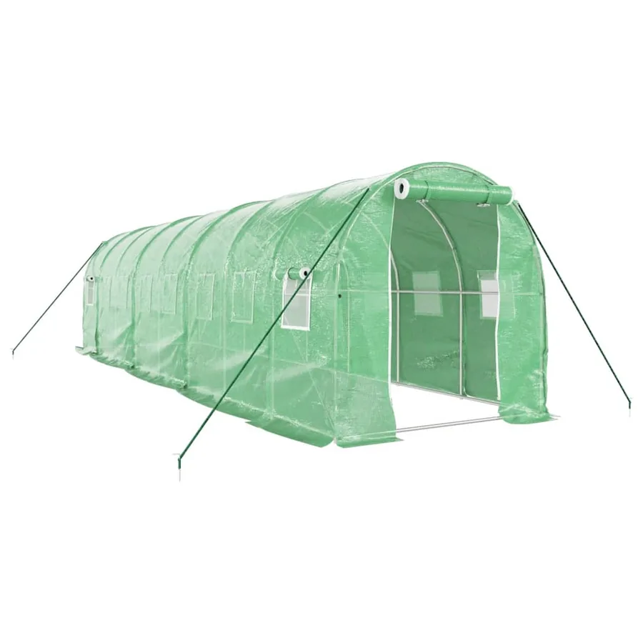 Serre avec cadre en acier vert 16 m² 8x2x2 m - 2