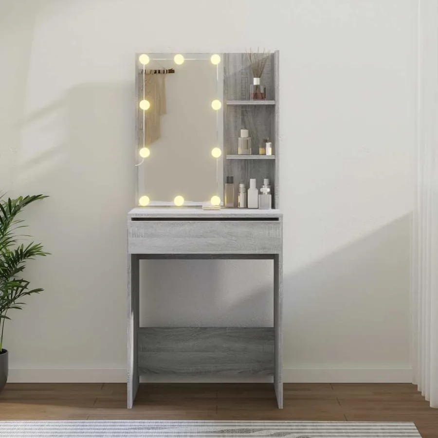 Coiffeuse avec LED sonoma gris 60x40x140 cm - 13