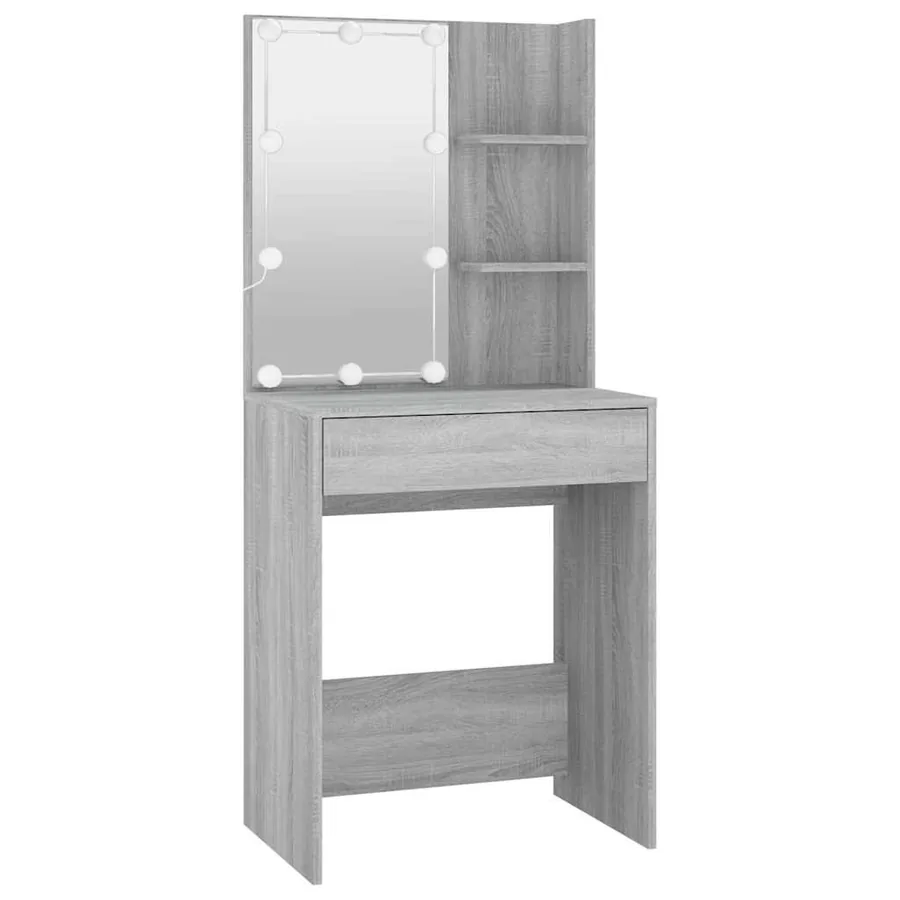 Coiffeuse avec LED sonoma gris 60x40x140 cm - 3