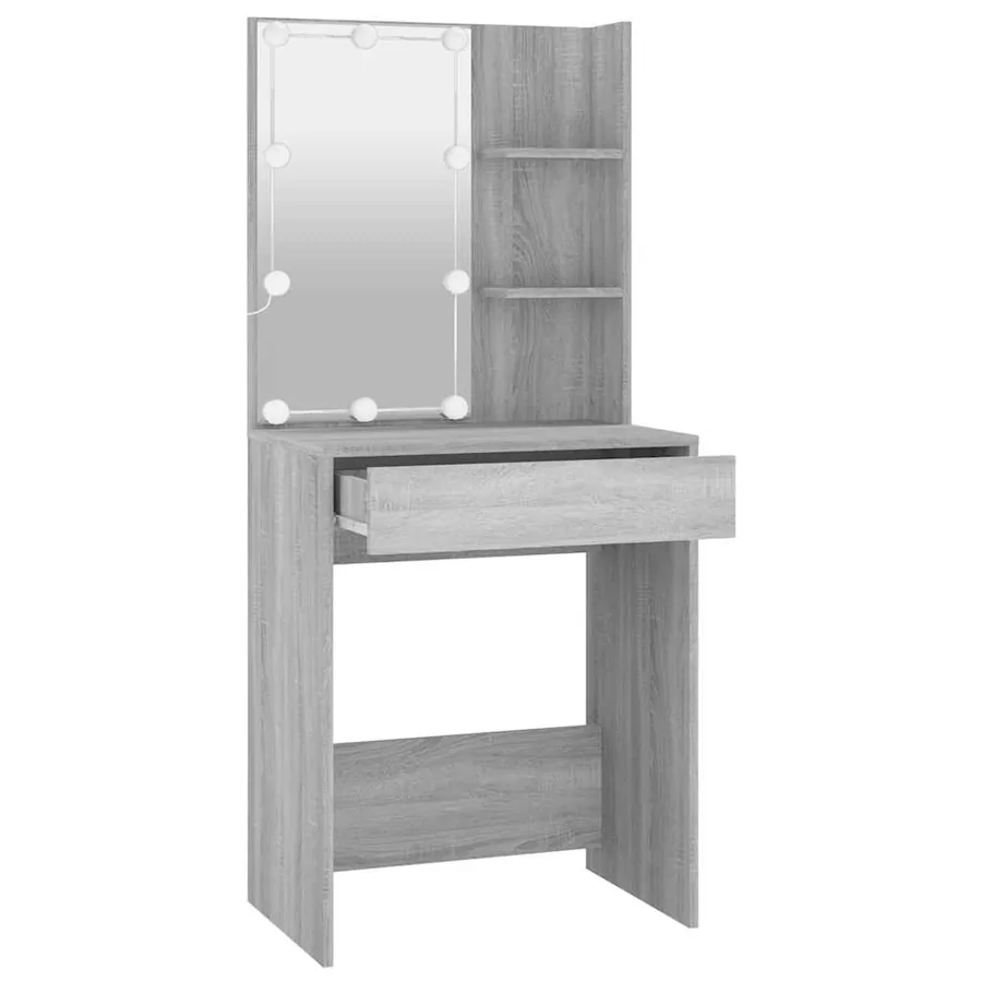 Coiffeuse avec LED sonoma gris 60x40x140 cm - 4