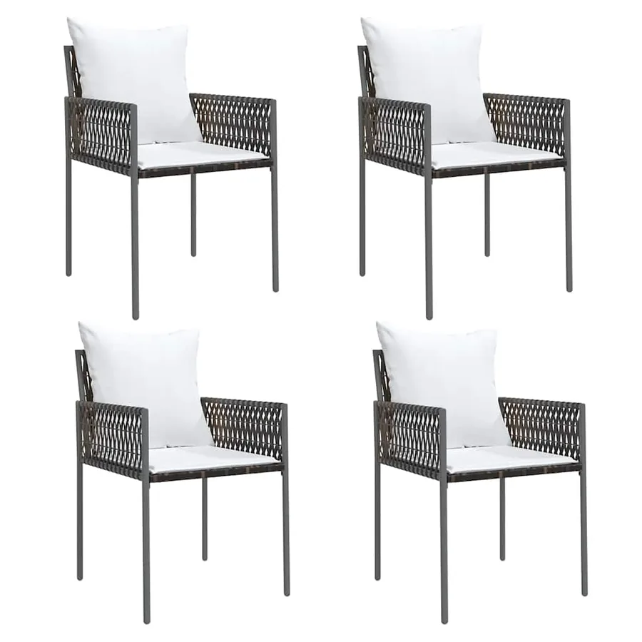 Chaises de jardin et coussins lot de 4 marron 54x61x83 cm rotin - 2