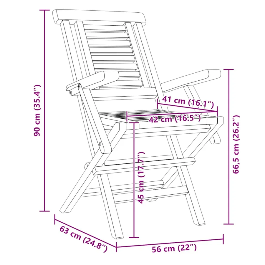 Chaises de jardin pliantes lot de 6 56x63x90cm bois massif teck - 5