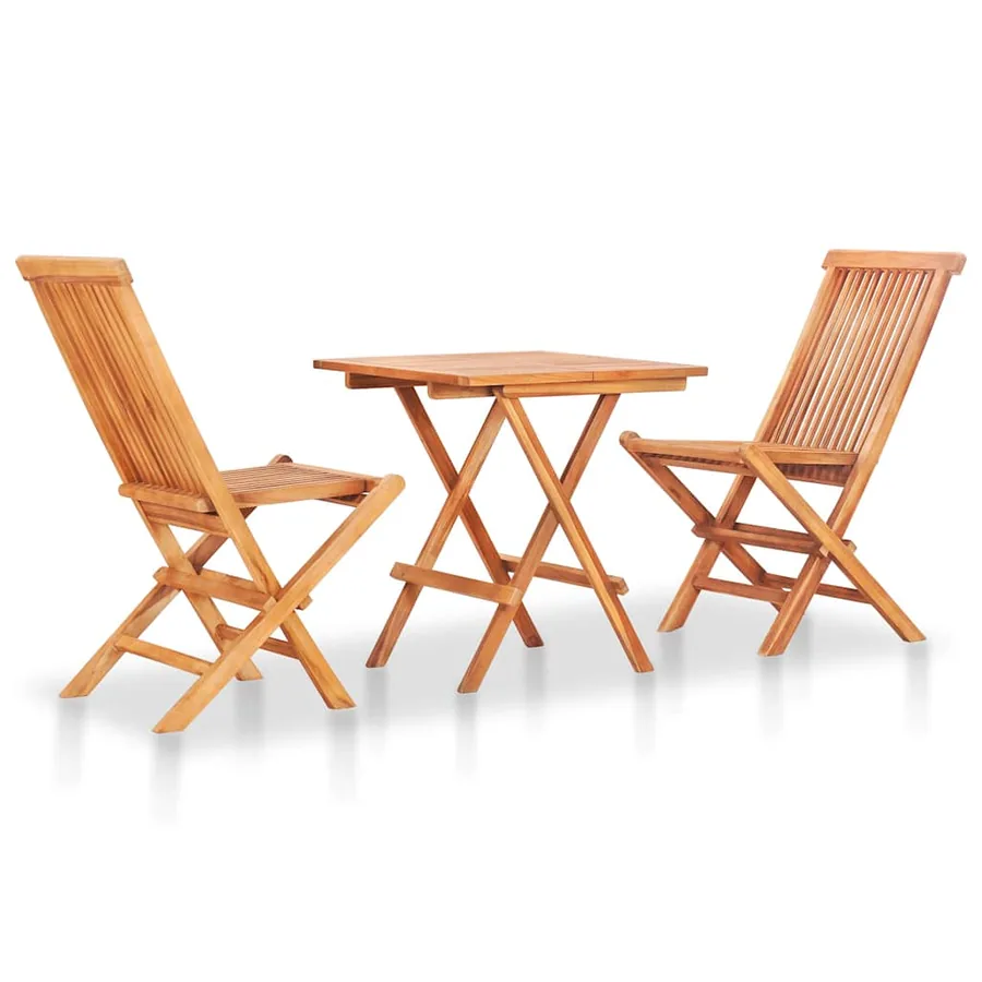 Ensemble de bistro 3pcs avec coussins taupe Bois de teck massif - 2