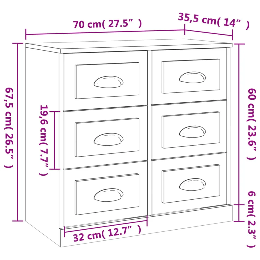 Buffets 2 pcs gris béton bois d'ingénierie - 8