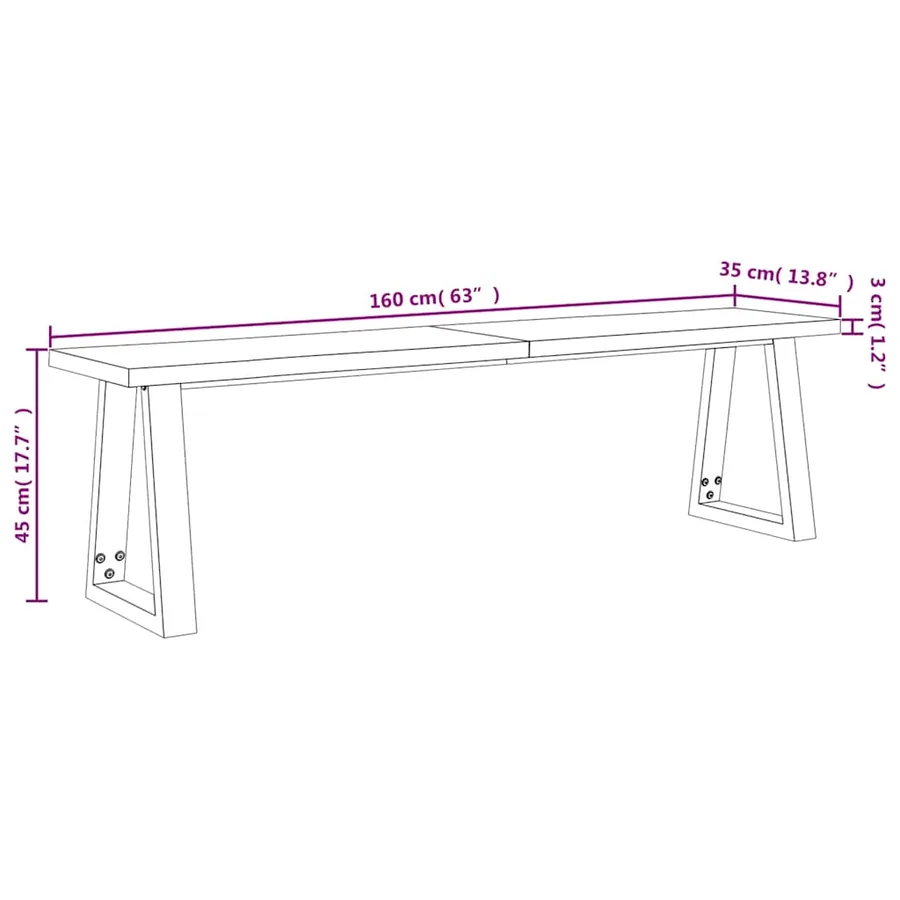 Ensemble à manger 3 pcs avec bord vivant bois massif d'acacia - 12