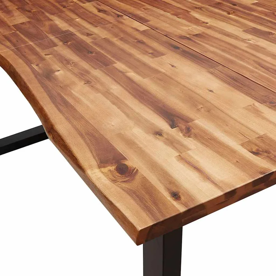 Ensemble à manger 3 pcs avec bord vivant bois massif d'acacia - 7