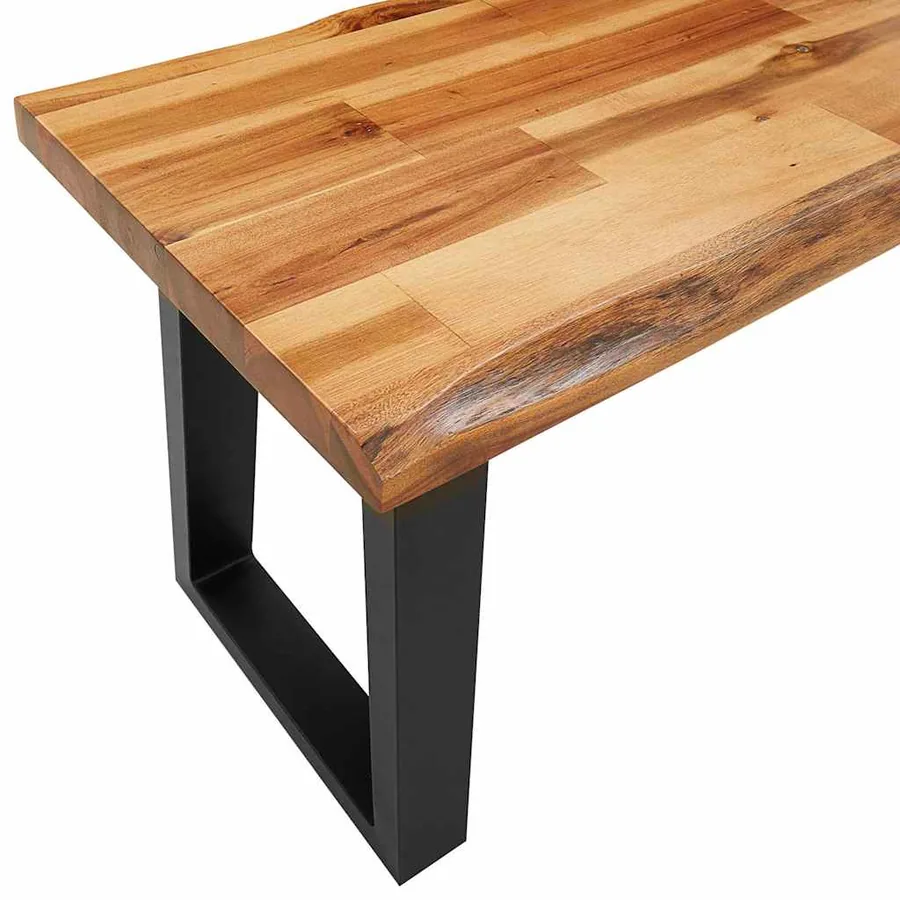 Ensemble à manger 3 pcs avec bord vivant bois massif d'acacia - 9