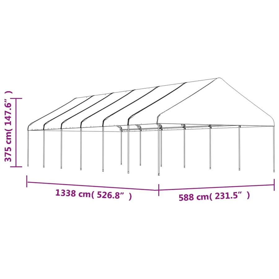 Belvédère avec toit blanc 13,38x5,88x3,75 m polyéthylène - 5
