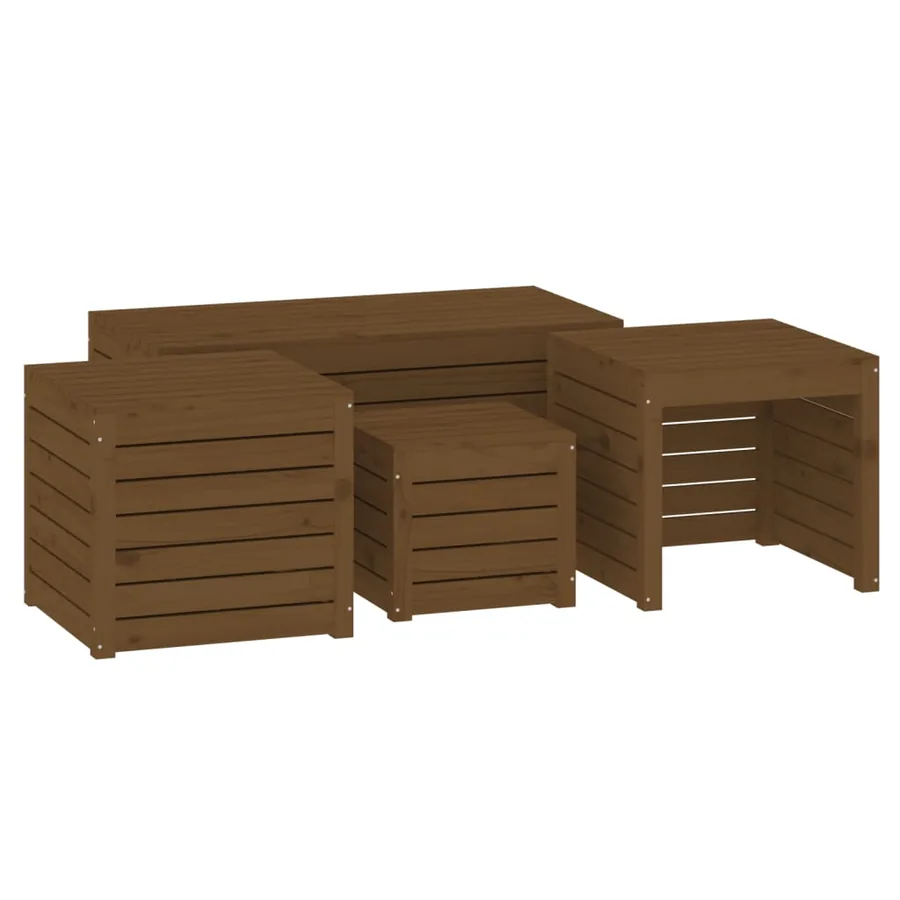 Ensemble de boîtes de jardin 4 pcs marron miel bois pin massif - 2