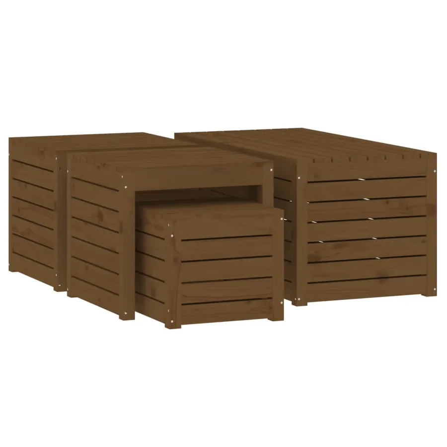 Ensemble de boîtes de jardin 4 pcs marron miel bois pin massif - 5