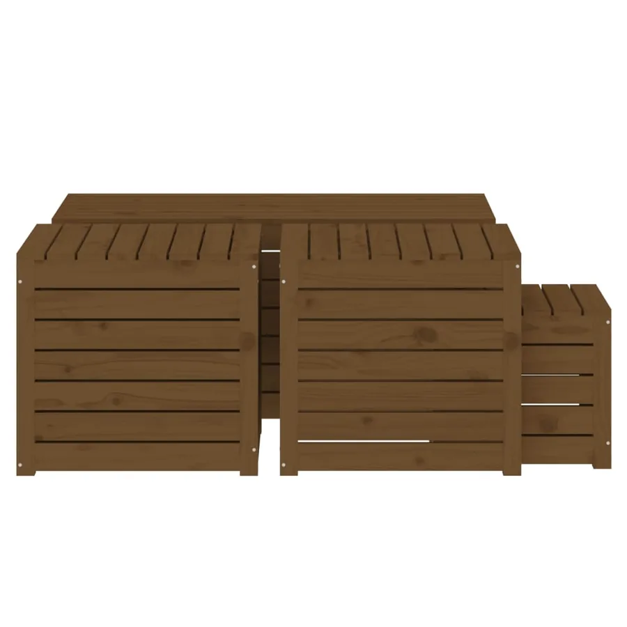 Ensemble de boîtes de jardin 4 pcs marron miel bois pin massif - 7