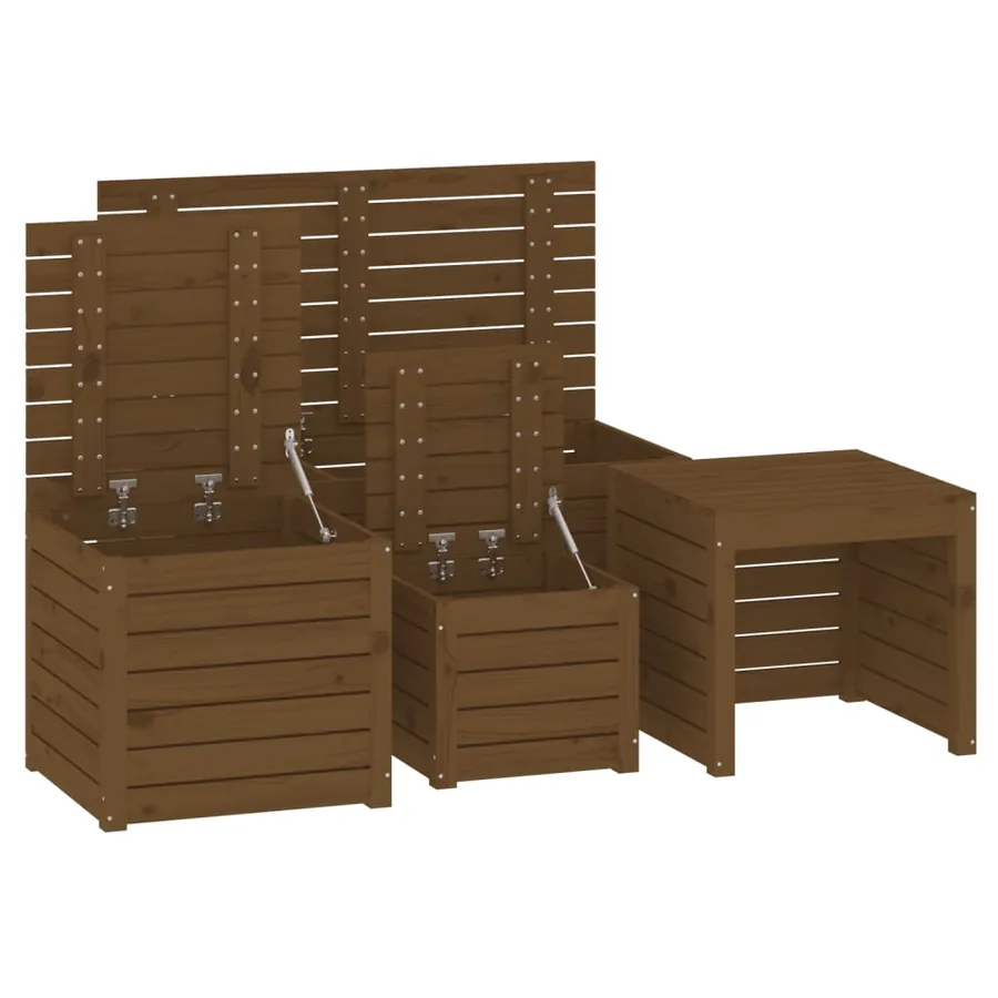 Ensemble de boîtes de jardin 4 pcs marron miel bois pin massif - 8