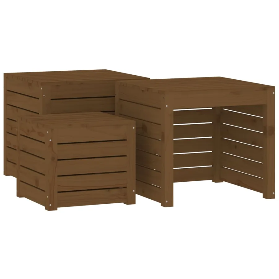 Ensemble de boîtes de jardin 4 pcs marron miel bois pin massif - 9