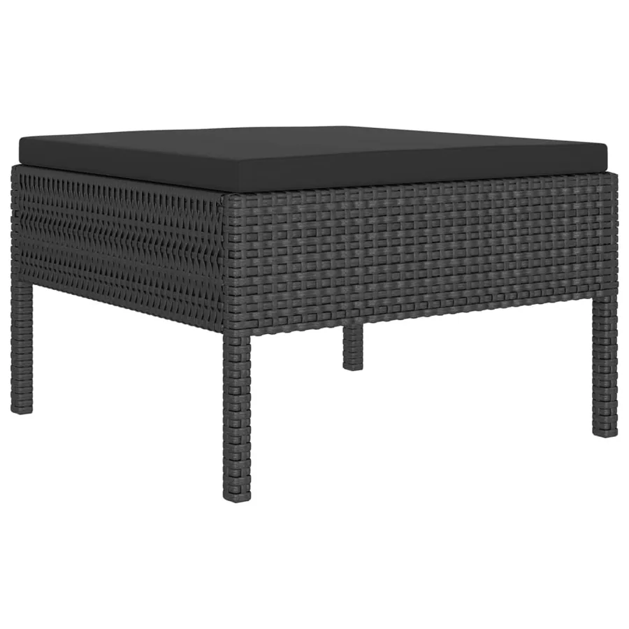 Salon de jardin 7 pcs avec coussins Résine tressée Noir - 3