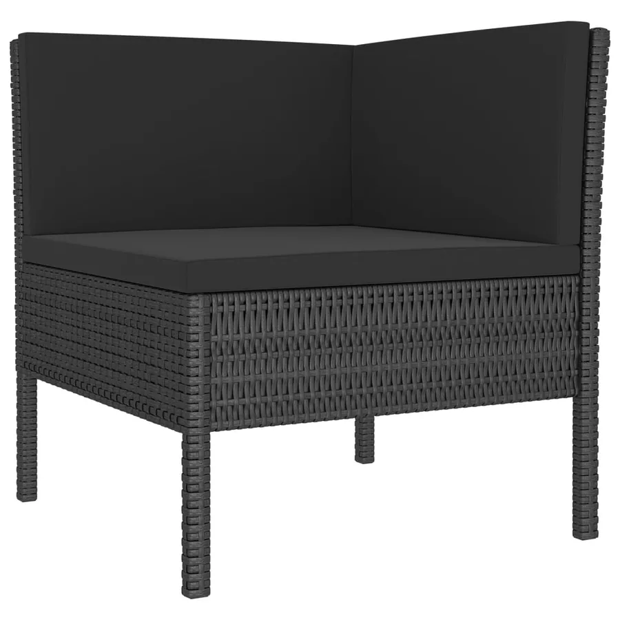 Salon de jardin 7 pcs avec coussins Résine tressée Noir - 5