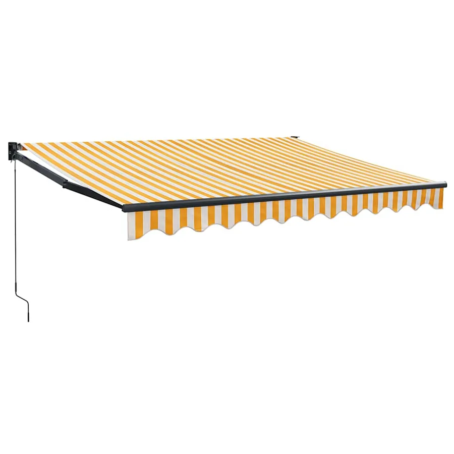 Auvent rétractable jaune et blanc 3x2,5 m tissu et aluminium - 2